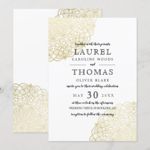 Imitats Gold Lace Elegante Hochzeit Einladung
