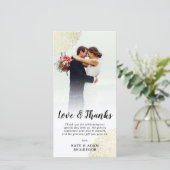 Imitats Gold Lace Wedding Foto Vielen Dank Dankeskarte (Stehend Vorderseite)