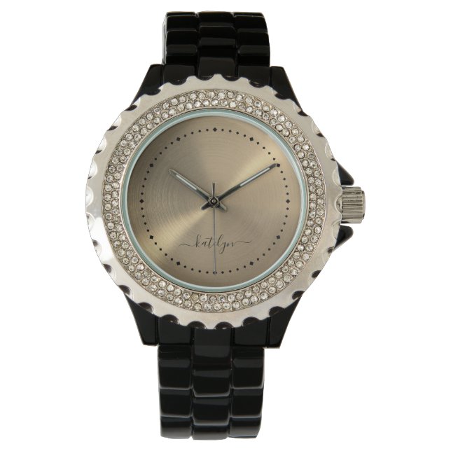 Imitats Gold Metal Monogram Armbanduhr (Vorderseite)