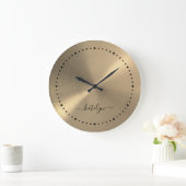 Imitats Gold Metal Monogram Große Wanduhr (Zuhause)