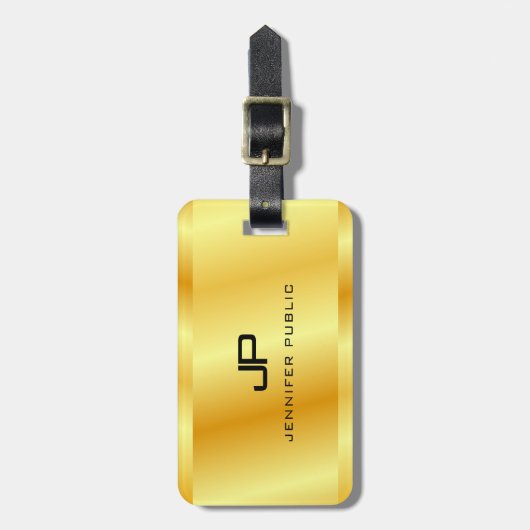 Imitats Gold Metallic Look Monogram glamourös Gepäckanhänger (Vorderseite vertikal)