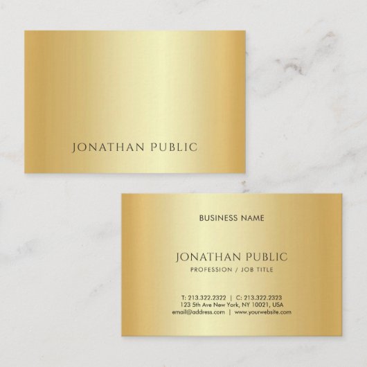 Imitats Gold Minimalistisch Template Luxus Custom Visitenkarte (Vorne/Hinten)