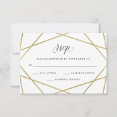 Imitats Gold mit Midnight Blue Text Wedding RSVP (Vorderseite)