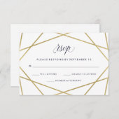 Imitats Gold mit Midnight Blue Text Wedding RSVP (Vorne/Hinten)
