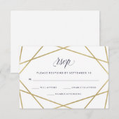 Imitats Gold mit Midnight Blue Text Wedding RSVP Karte (Vorne/Hinten)