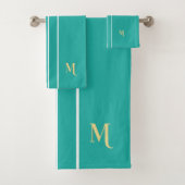 Imitats Gold Mit Monogramm Aquamarine Streifen Badhandtuch Set (Insitu)