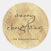 Imitats Gold Moderne frohe Weihnachten Runder Aufkleber (Vorderseite)