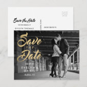 Imitats Gold Moderne Save the Date Postkarten (Vorne/Hinten)