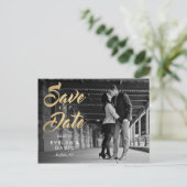 Imitats Gold Moderne Save the Date Postkarten (Stehend Vorderseite)