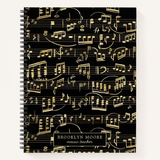 Imitats Gold Musiknote Personalisiert Journal Notizblock (Vorderseite)