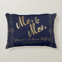 Imitats Gold Navy Blue Mr. und Mrs. Monogram Weddi