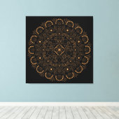Imitats Gold Pearl Bead Mandala Leinwanddruck (Insitu (Holzboden))