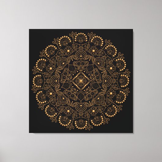 Imitats Gold Pearl Bead Mandala Leinwanddruck (Vorderseite)
