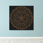 Imitats Gold Pearl Bead Mandala Leinwanddruck (Insitu (Holzboden))