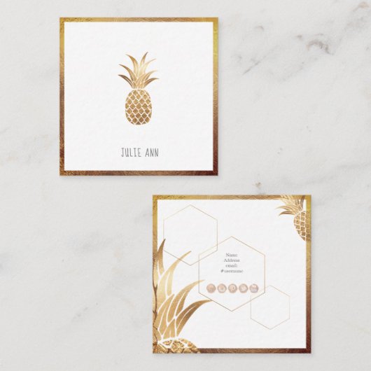 IMITATS GOLD PINEAPPLE QUADRATISCHE VISITENKARTE (Vorne/Hinten)