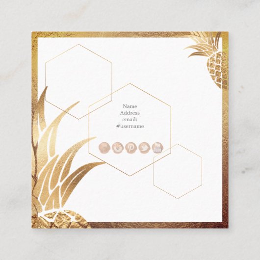 IMITATS GOLD PINEAPPLE QUADRATISCHE VISITENKARTE (Rückseite)