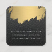 Imitats Gold Pinsel Monogram Leder Quadratische Visitenkarte (Rückseite)