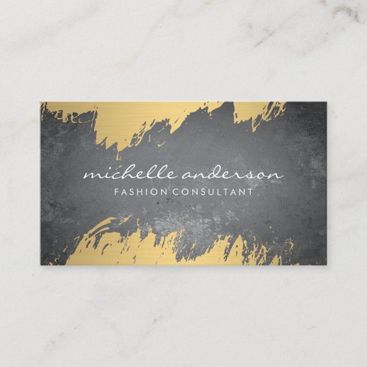 Imitats Gold Pinsel Slate Textur Visitenkarte (Vorderseite)