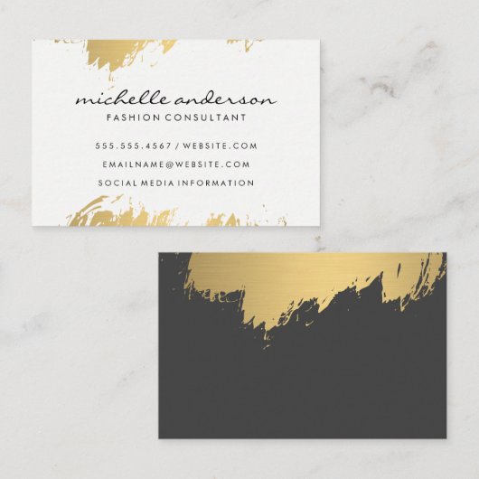Imitats Gold Pinselgrau / Variation Visitenkarte (Vorne/Hinten)