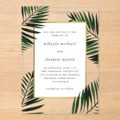 Imitats Gold Rahmen mit Palm Wedding Acryleinladungen (Vorderseite)