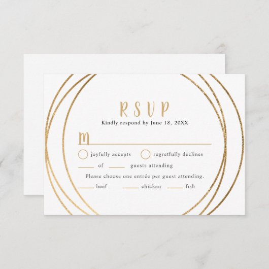 Imitats Gold Round Geo Frame Wedding RSVP + Eintri (Vorne/Hinten)