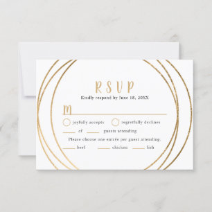 Imitats Gold Round Geo Frame Wedding RSVP + Eintri Karte