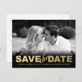 Imitats Gold Save the Date Foto Postkarte (Vorne/Hinten)