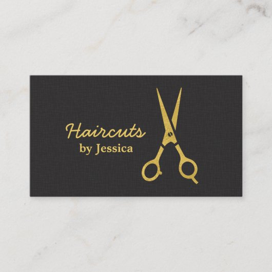 Imitats Gold Scheren Haarschnitt Haarschnitt Styli Visitenkarte (Vorderseite)