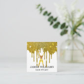 Imitats Gold Scissors Hair Stylist Tropfen Quadratische Visitenkarte (Stehend Vorderseite)