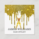 Imitats Gold Scissors Hair Stylist Tropfen Quadratische Visitenkarte (Vorderseite)