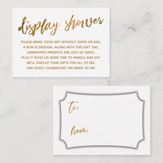 Imitats Gold Script Display Brautparty Geschenkkar Begleitkarte (Vorne/Hinten)