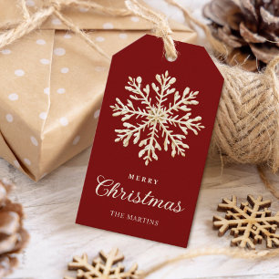 Imitats Gold Snowflags Red Custom Holiday Geschenkanhänger