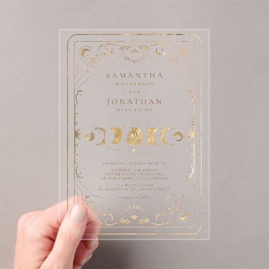 Imitats Gold Tarot Celestial Hochzeit Acryleinladungen (Insitu (Handheld))