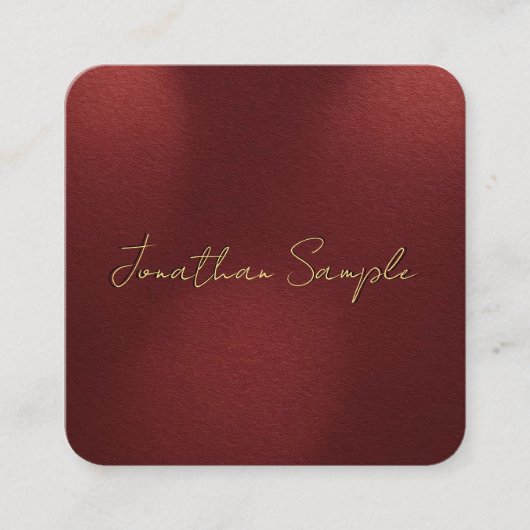 Imitats Gold Text Elegante Monogram Rounded Corner Quadratische Visitenkarte (Vorderseite)