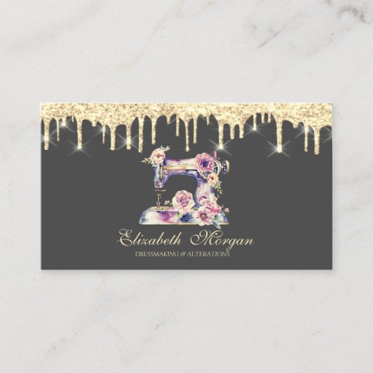 Imitats Gold Tropfen Nähen Machine Blume Visitenkarte (Vorderseite)
