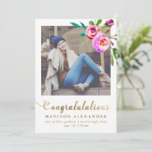 Imitats Gold und Blumen Abschluss Ankündigung Foto (Stehend Vorderseite)