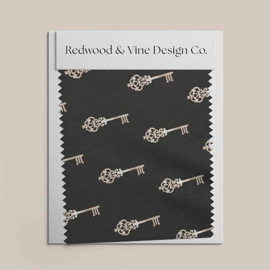 Imitats Gold Vintag Key Muster Stoff