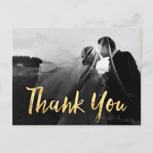 Imitats Gold Wedding Foto Vielen Dank Postkarte