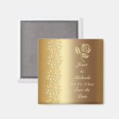 Imitats Gold Wedding Rose und Herz Save the Date Magnet (Vorderseite/Rückseite)