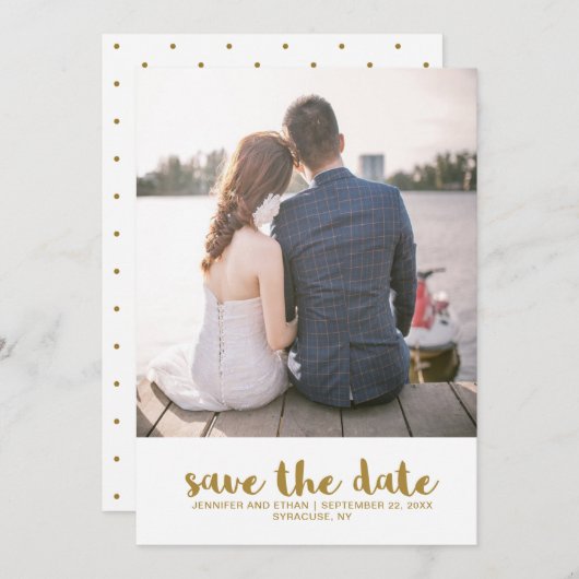 Imitats Gold Wedding Save the Date Foto (Vorne/Hinten)