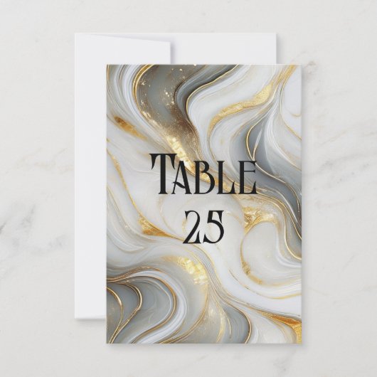 Imitats Gold White Gray Marbled Wedding Tischnumme Einladung (Vorderseite)