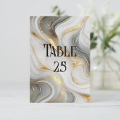 Imitats Gold White Gray Marbled Wedding Tischnumme Einladung (Stehend Vorderseite)