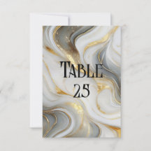 Imitats Gold White Gray Marbled Wedding Tischnumme