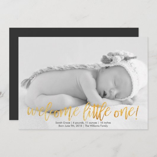 Imitats Gold Willkommensankündigung zum ersten Geb Ankündigung (Vorne/Hinten)