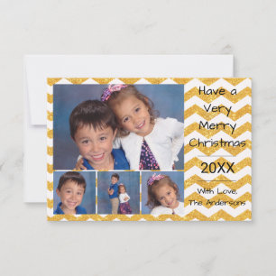 Imitats Gold Zickzack 4 Fotos - 3x5 Weihnachtskart Einladung