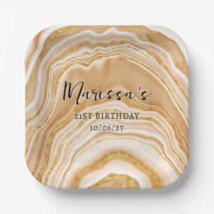 Imitats Golden Agate 21. Geburtstag Pappteller
