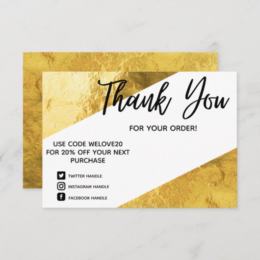 Imitats Golden Foil Geometric Media Beilage Danke (Vorne/Hinten)