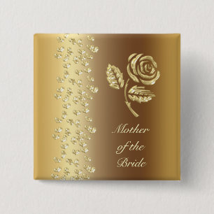 Imitats Golden Wedding Rose und Herzensnamen Button