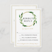 Imitats Golden Wreath Wedding RSVP Card (Vorne/Hinten)