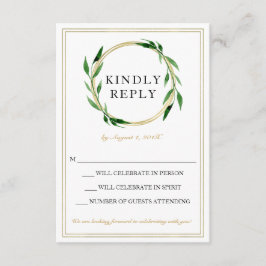 Imitats Golden Wreath Wedding RSVP Card